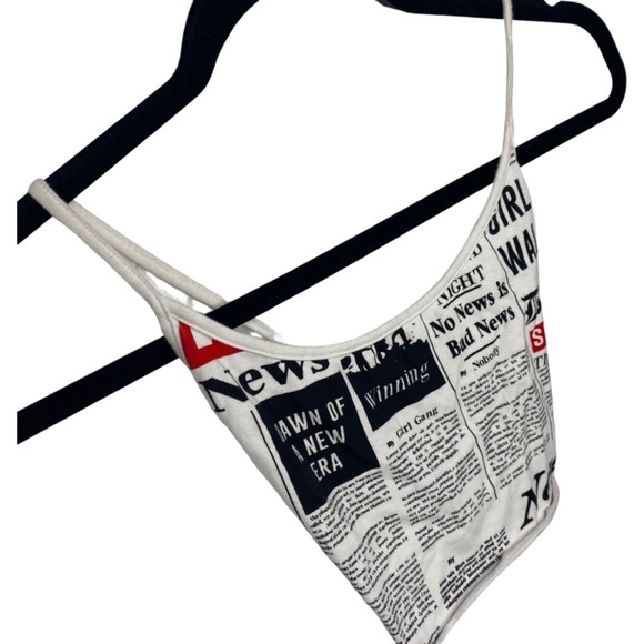 FOREVER 21 - Crop Tank Top - Raw Edge - News Print - Women’s Size Small - Picture 3 of 7